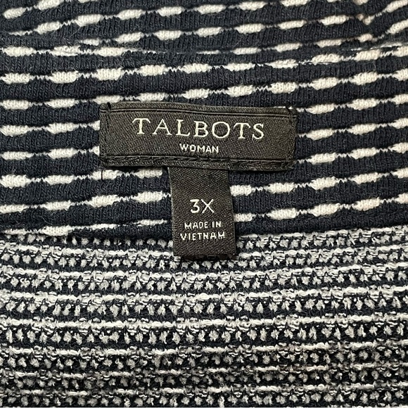Talbots Plus Navy White Plaid Knit Tunic Top 3X Tie Front‎ Casual Nautical Beach - Picture 5 of 9